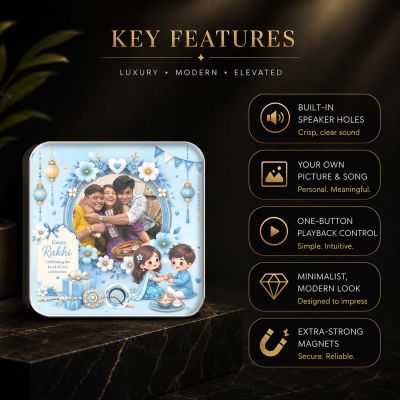 Celebrate the Bond of Siblings Rakhi Gift for Brother & Sister Raksha Bandhan Musical Fridge Magnet Custom Photo & MP3 Song | Rechargeable Battery
